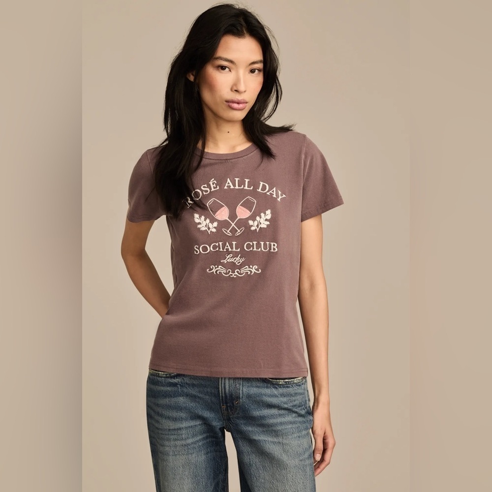 NWT Lucky Brand Rose All Day Classic Crew